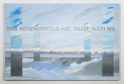 Bildnachweis: Ludger Gerdes, Was keinen Erfolg hat taugt auch nix, 2000, Öl auf Leinwand, 160 x 240 cm. Foto: Stiftung Kunstfonds, © VG Bild-Kunst, Bonn 2020 