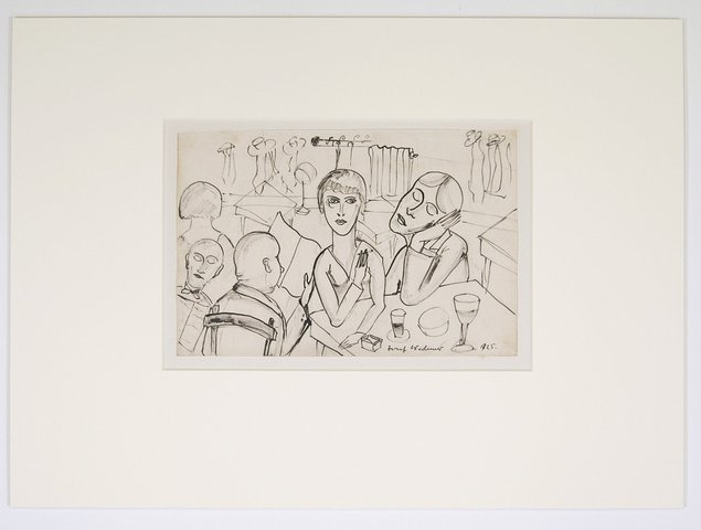 Josef Wedewer, Zum Caféhaus, 1925, Tusche, Bleistift/Papier, 40 x 54,8 cm, © VG Bild-Kunst, Bonn 2017