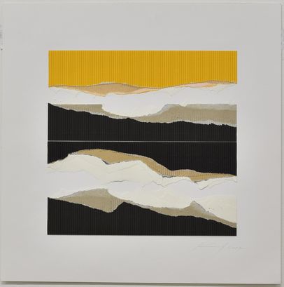 Edgar Knoop, Horizonte, 2017, Collage aus Papier und Karton, 49,8 x 49,8 cm