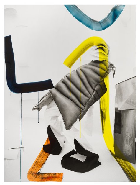 <p>Helen Feifel, Stage, 2018, Malerei auf Fotografie,186 x 138 cm Foto: Jens Ziehe</p>