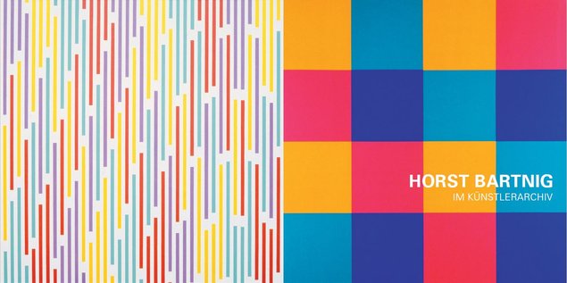 Einladungskarte, Horst Bartnig, 88 Unterbrechungen / 16 Farben in Komplementärfarben, Acryl auf Leinwand, Foto: Stiftung Kunstfonds, © Horst Bartnig