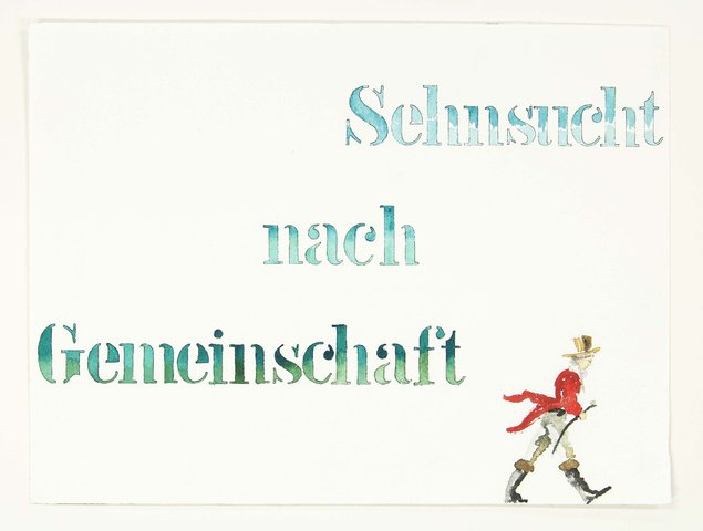 Ludger Gerdes, Sehnsucht nach Gemeinschaft, 1993, Aquarell und Tusche auf Papier, 24 x 32 cm, Foto: Stiftung Kunstfonds, © VG Bild-Kunst, Bonn