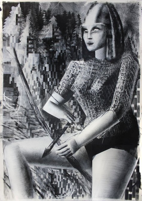 <p>Julius Hofmann, Escort, 2019, Acryl auf Papier, 84 x 59 cm, Foto: Uwe Walter, Courtesy of the Artist and Galerie Kleindienst, Leipzig</p>