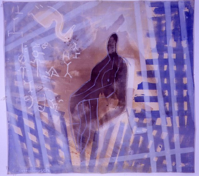 Helen Spoerri, Selbst ontologisch, 2001, Aquarell und Ölfarbe auf Nessel, 160 x 176 cm, © VG Bild-Kunst, Bonn 2014